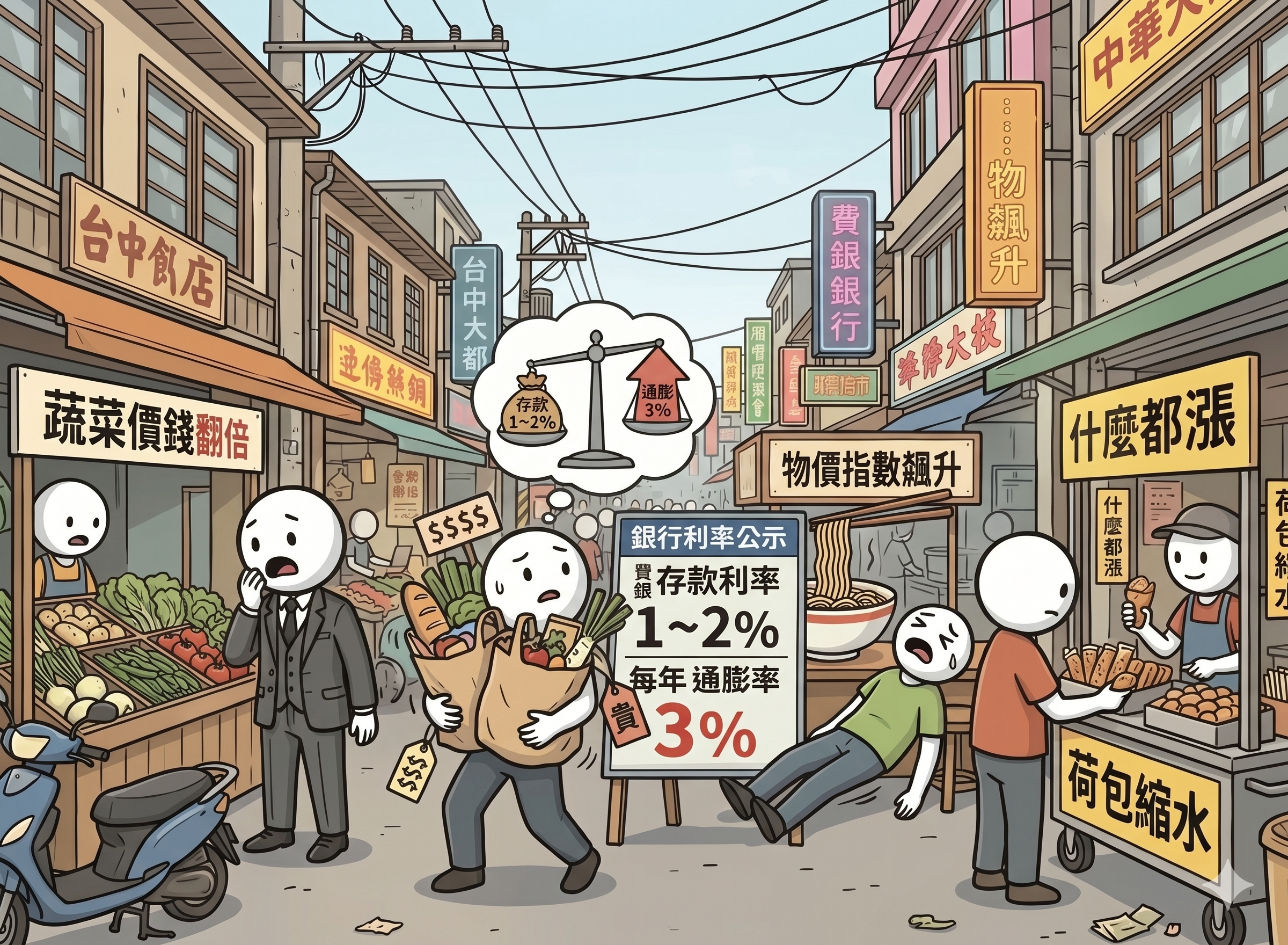 每年3%的通膨,但銀行利率只有1~2%
